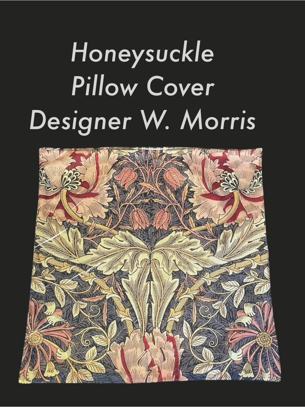 Designer HONEYSUCKLE Throw Pillow Cover Floral Tulips 19x19 William Morris NWOT
